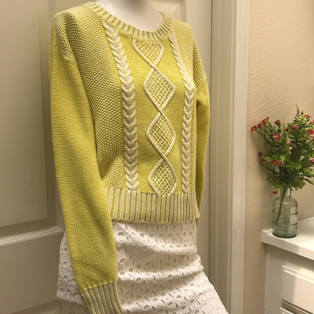Mossimo Distressed Yellow Neon Sweater